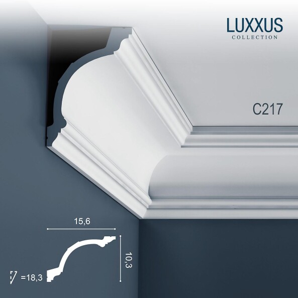 C217 Orac Decor Luxxus карниз потолочный плинтус из полиуретана гладкий 156*103*2000 мм