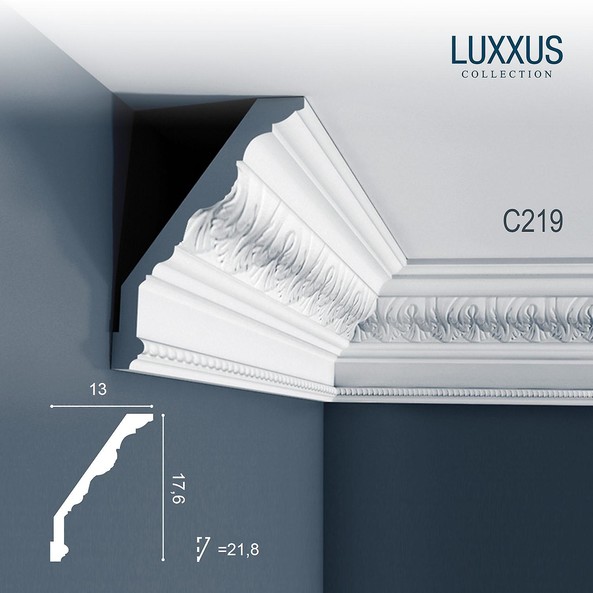 C219 Orac Decor Luxxus карниз потолочный плинтус из полиуретана с орнаментом 176*130*2000 мм