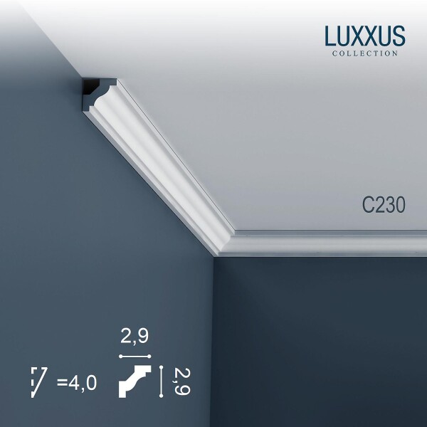 C230 Orac Decor Luxxus карниз потолочный плинтус из полиуретана гладкий 29*29*2000 мм