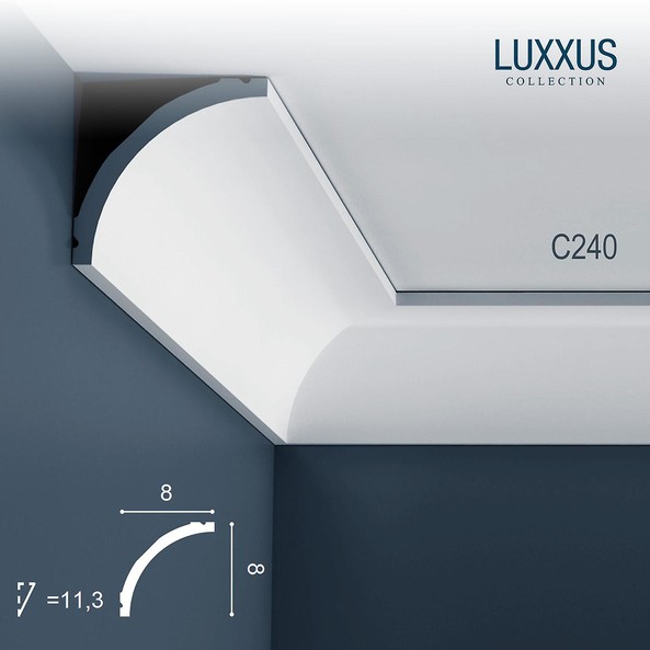 C240 Orac Decor Luxxus карниз потолочный плинтус из полиуретана под покраску гладкий 80*80*2000 мм