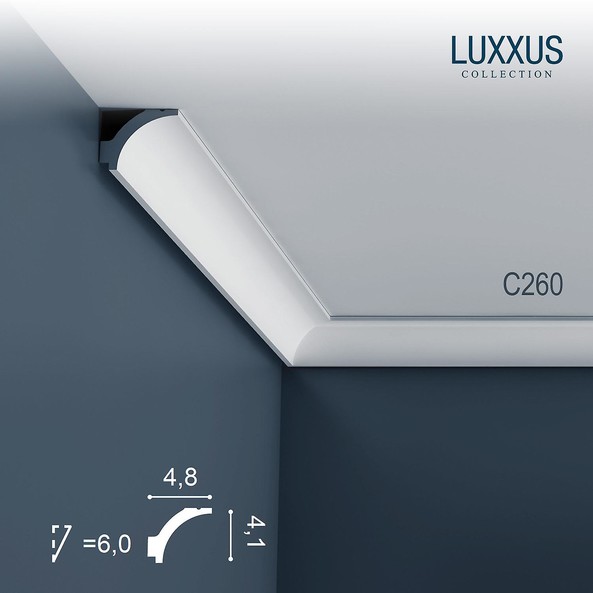 C260 Orac Decor Luxxus карниз потолочный плинтус из полиуретана под покраску 41*48*2000 мм