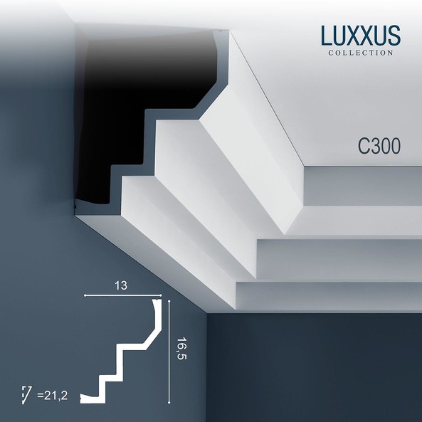 C300 Orac Decor Luxxus карниз потолочный плинтус из полиуретана широкий 165*130*2000 мм