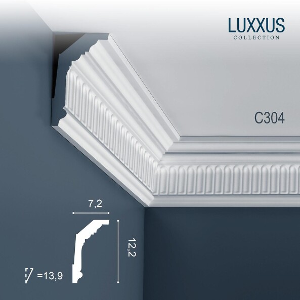 C304 Orac Decor Luxxus карниз потолочный плинтус из полиуретана под покраску 122*72*2000 мм