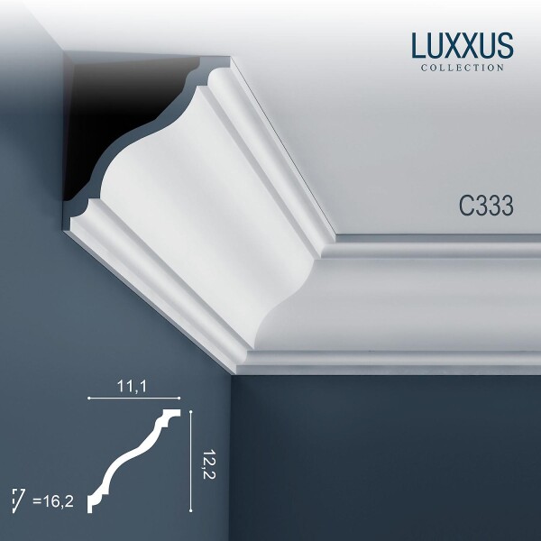 C333 Orac Decor Luxxus широкий карниз потолочный плинтус из полиуретана под покраску 125*115*2000 мм