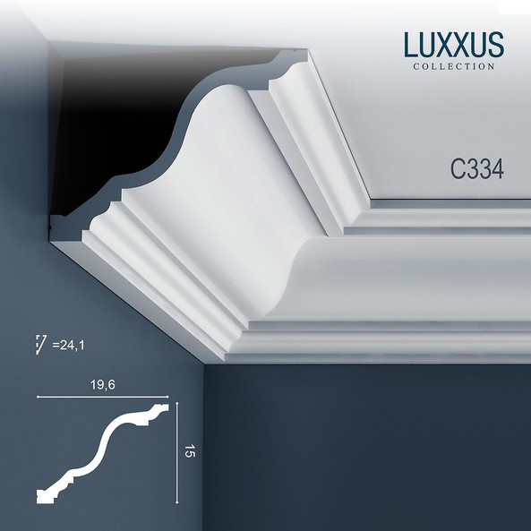 C334 Orac Decor Luxxus карниз потолочный плинтус из полиуретана под покраску 150*96*2000 мм