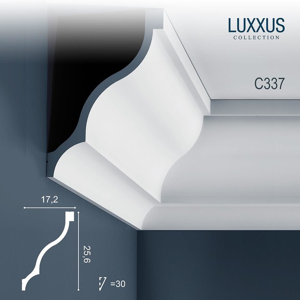 C337 Orac Decor Luxxus карниз потолочный плинтус из полиуретана под покраску 256*172*2000 мм