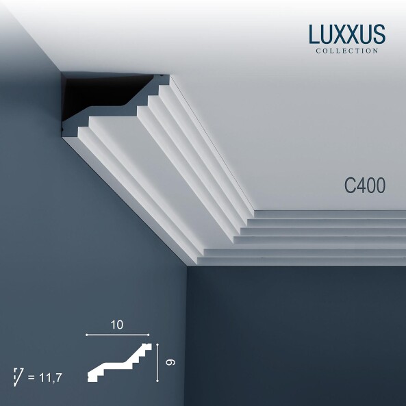 C400 Orac Decor Luxxus карниз потолочный плинтус из полиуретана под покраску 60*100*2000 мм