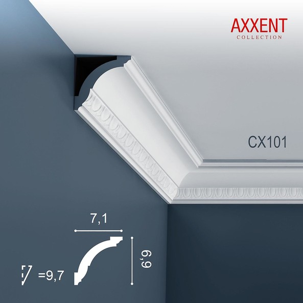 CX101 Orac Decor Axxent карниз потолочный плинтус из дюрополимера под покраску 69*71*2000 мм