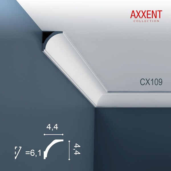 CX109 Orac Decor Axxent карниз потолочный плинтус из дюрополимера под покраску 44*44*2000 мм