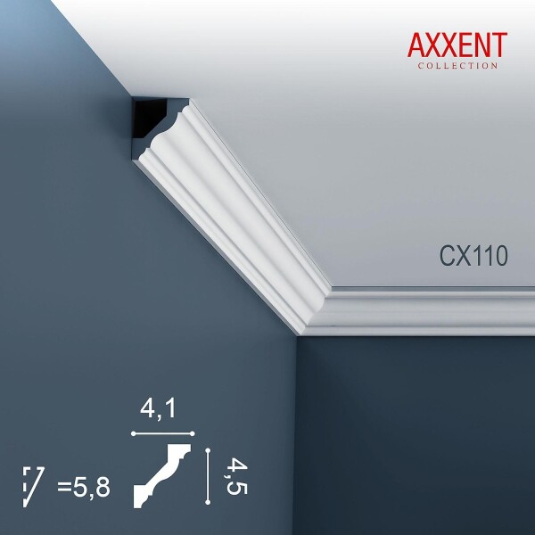 CX110 Orac Decor Axxent карниз потолочный плинтус из дюрополимера 45*41*2000 мм
