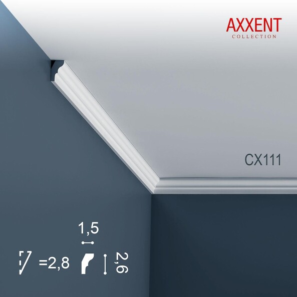 CX111 Orac Decor Axxent карниз потолочный плинтус из дюрополимера 26*15*2000 мм