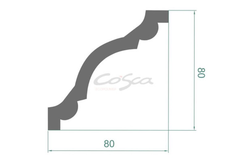 KX012 Cosca карниз потолочный плинтус из экополимера 80*80 мм