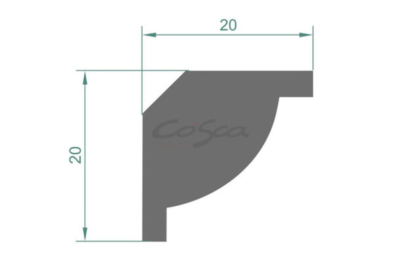 KX020 Cosca карниз потолочный плинтус из экополимера  20*20 мм