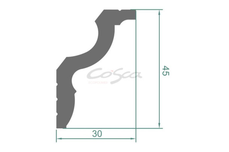 KX022 Cosca карниз потолочный плинтус из экополимера 45*30 мм