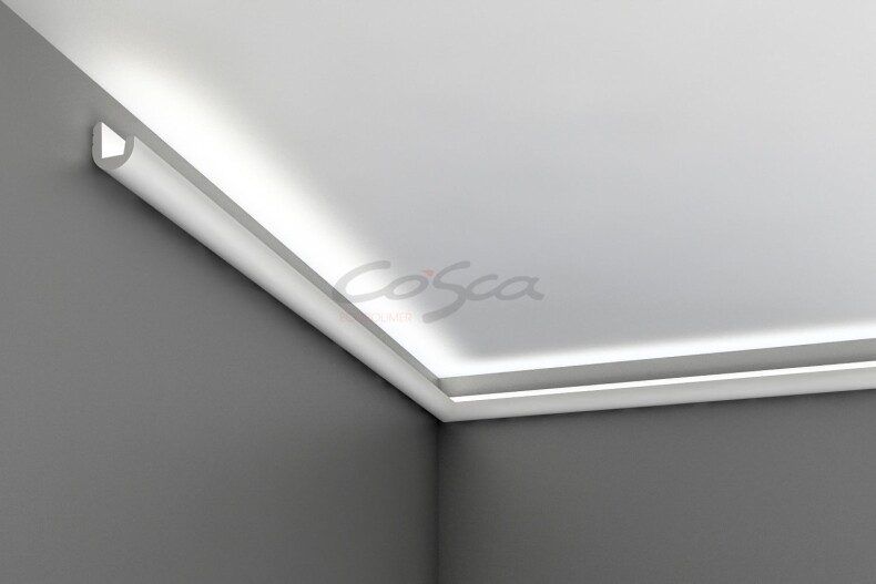 KX024 Cosca карниз потолочный плинтус для скрытого освещения из экополимера 55*50 мм