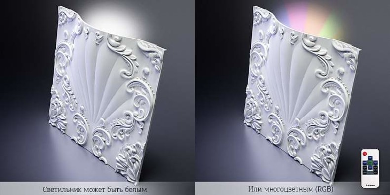 M-0039-1WH Дизайнерская панель 3D из гипса VALENCIA LED (White) Artpole