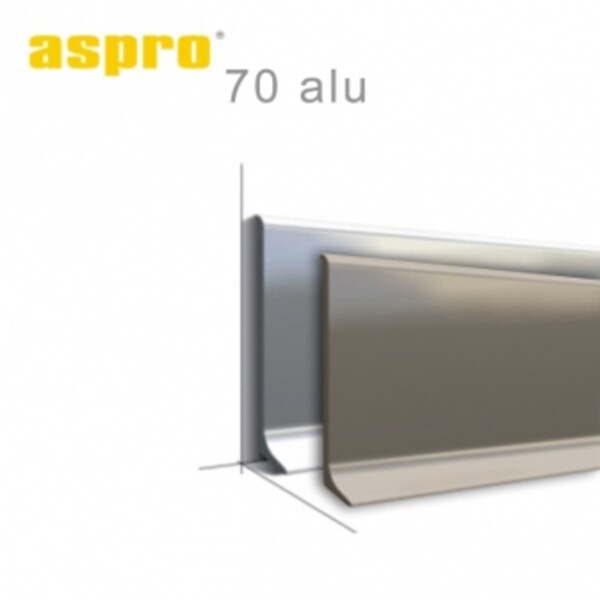 A-ALU70-04-250 Плинтус алюминиевый инокс Aspro Midas