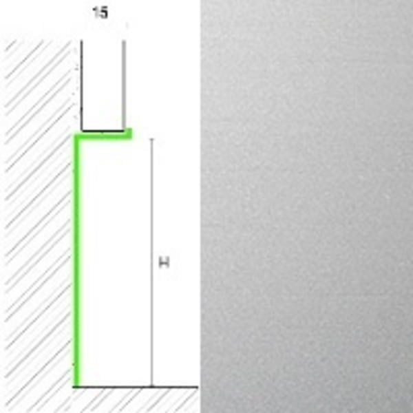BPL Плинтус алюминиевый для гипсокартона стеновых панелей серебро аналог (78277) Profilpas 100/40
