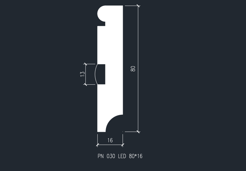 PN030 LED Evrowood напольный плинтус из МДФ для скрытого освещения 80*16 мм