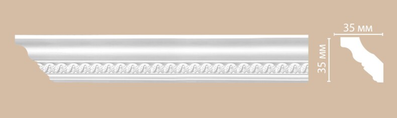 Потолочный плинтус Decomaster 95348F гибкий карниз из полиуретана с орнаментом 35*35 мм