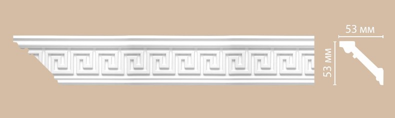 Потолочный плинтус Decomaster 95655F гибкий карниз из полиуретана с орнаментом 53*53 мм